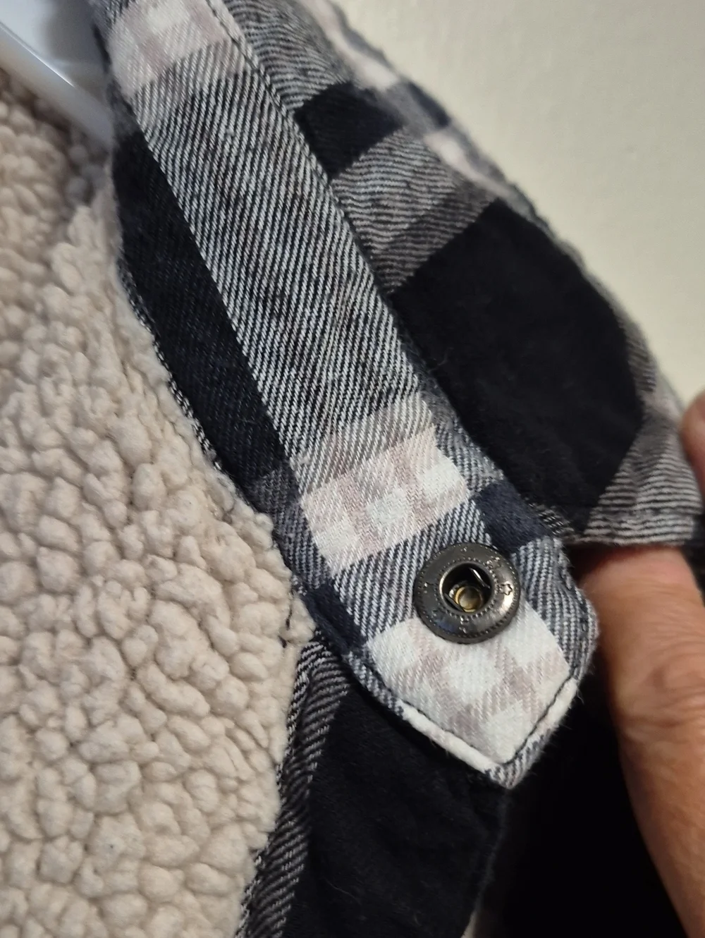 Vtg Big Mac Men's Jacket Black and White Plaid Flannel Sherpa Lined Sz L